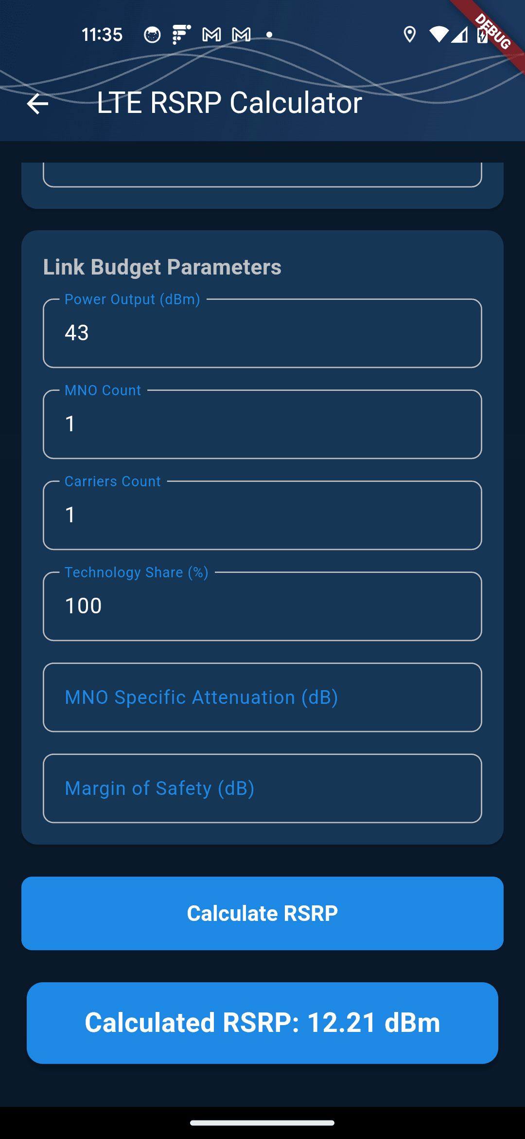 RSRP calculator for RF engineering